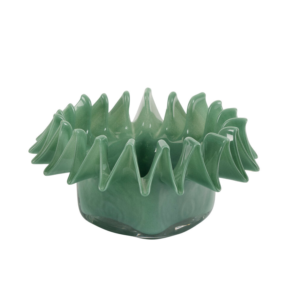 Dekorationsskål med waffle kant, grøn - Ø16 cm
